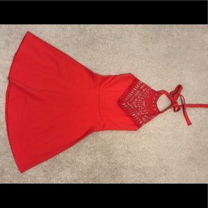 Red High Neck/Halter Dress